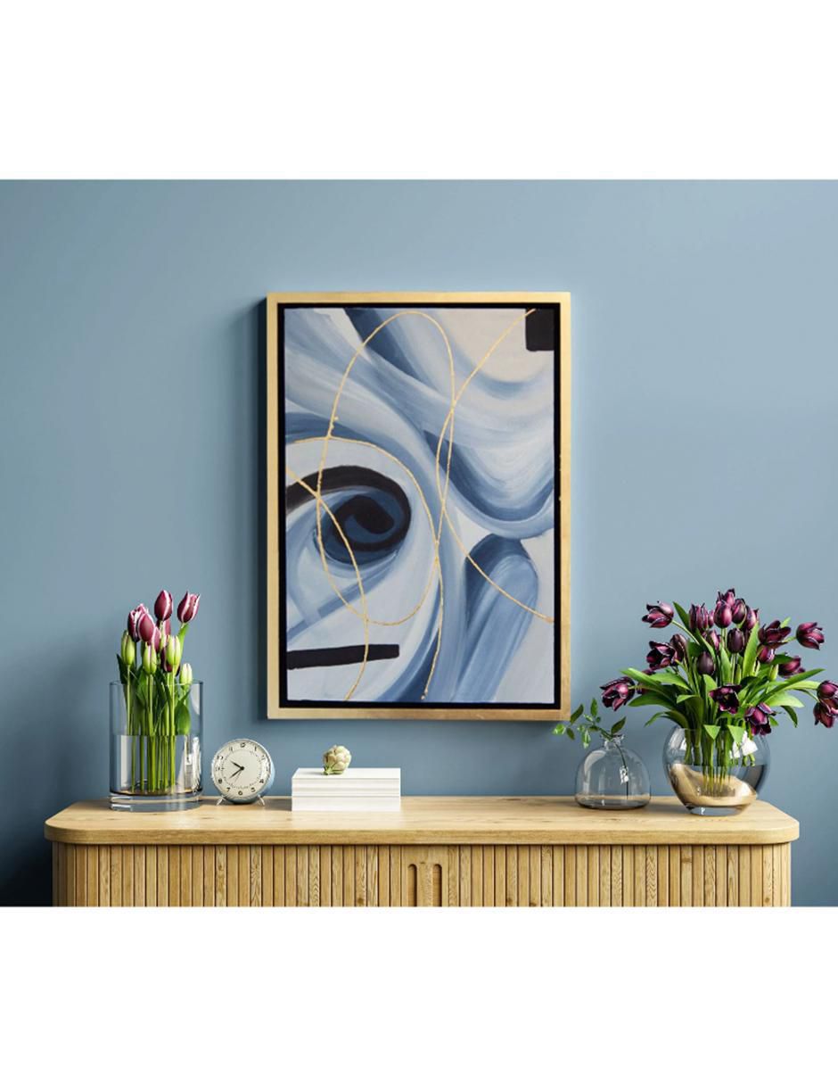 Cuadro decorativo Abstracto blue & golden rose 5