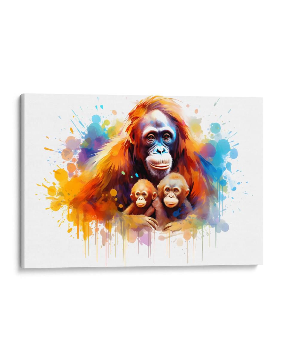 Cuadro decorativo Canvas Lab Familia orangutan