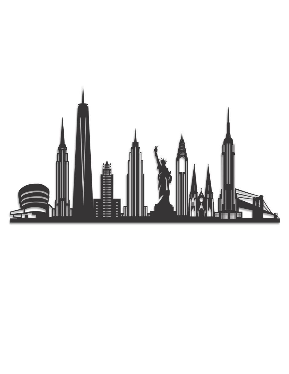 Pintura Geométrico Skyline New York Negro Pigo técnica impresión Skyline
