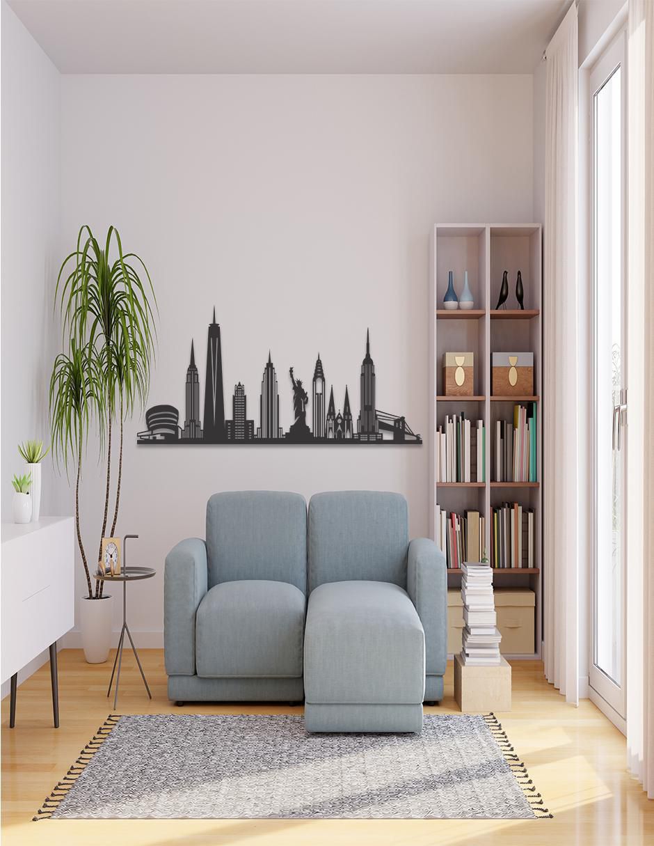 Pintura Geométrico Skyline New York Negro Pigo técnica impresión Skyline 2