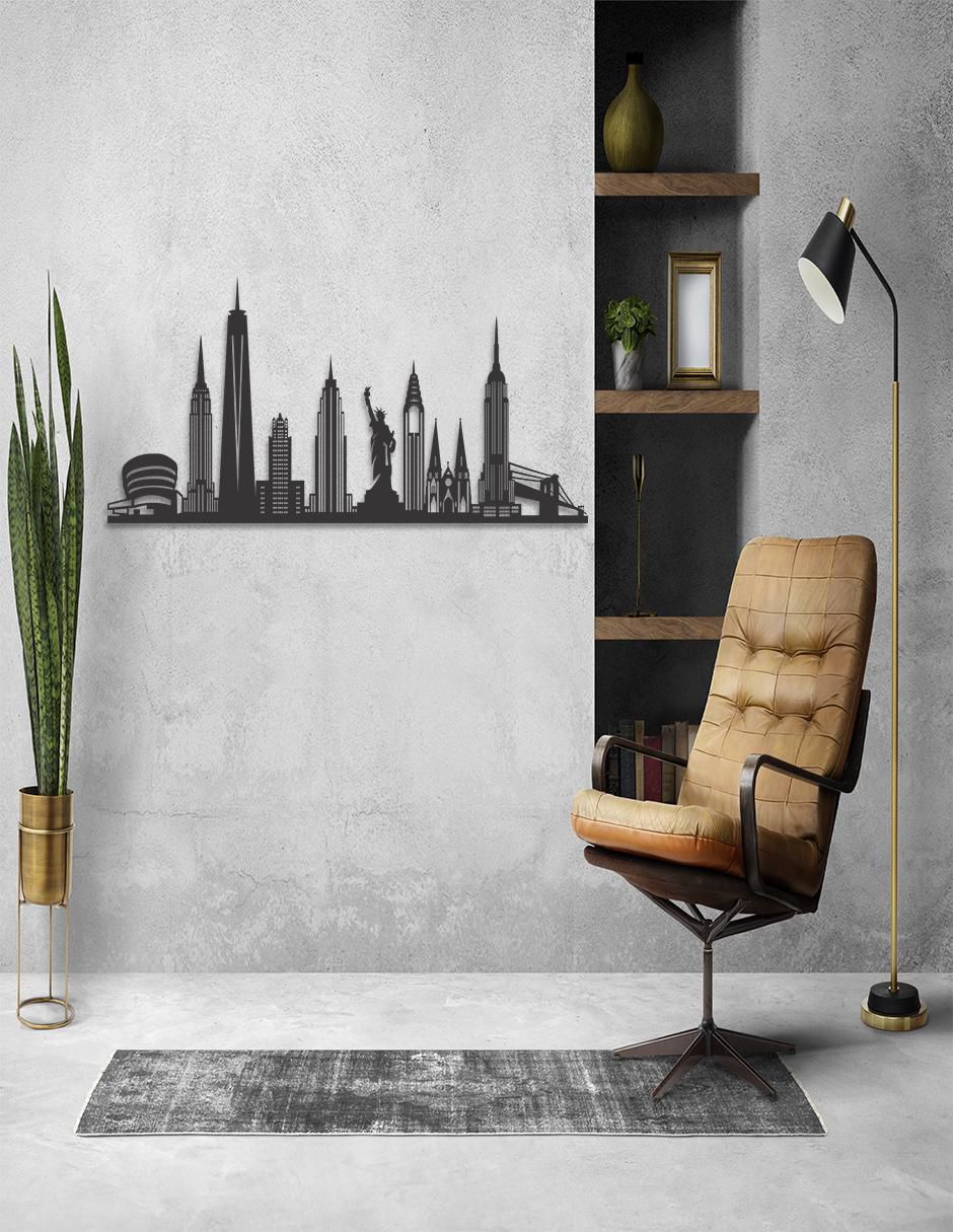 Pintura Geométrico Skyline New York Negro Pigo técnica impresión Skyline 3