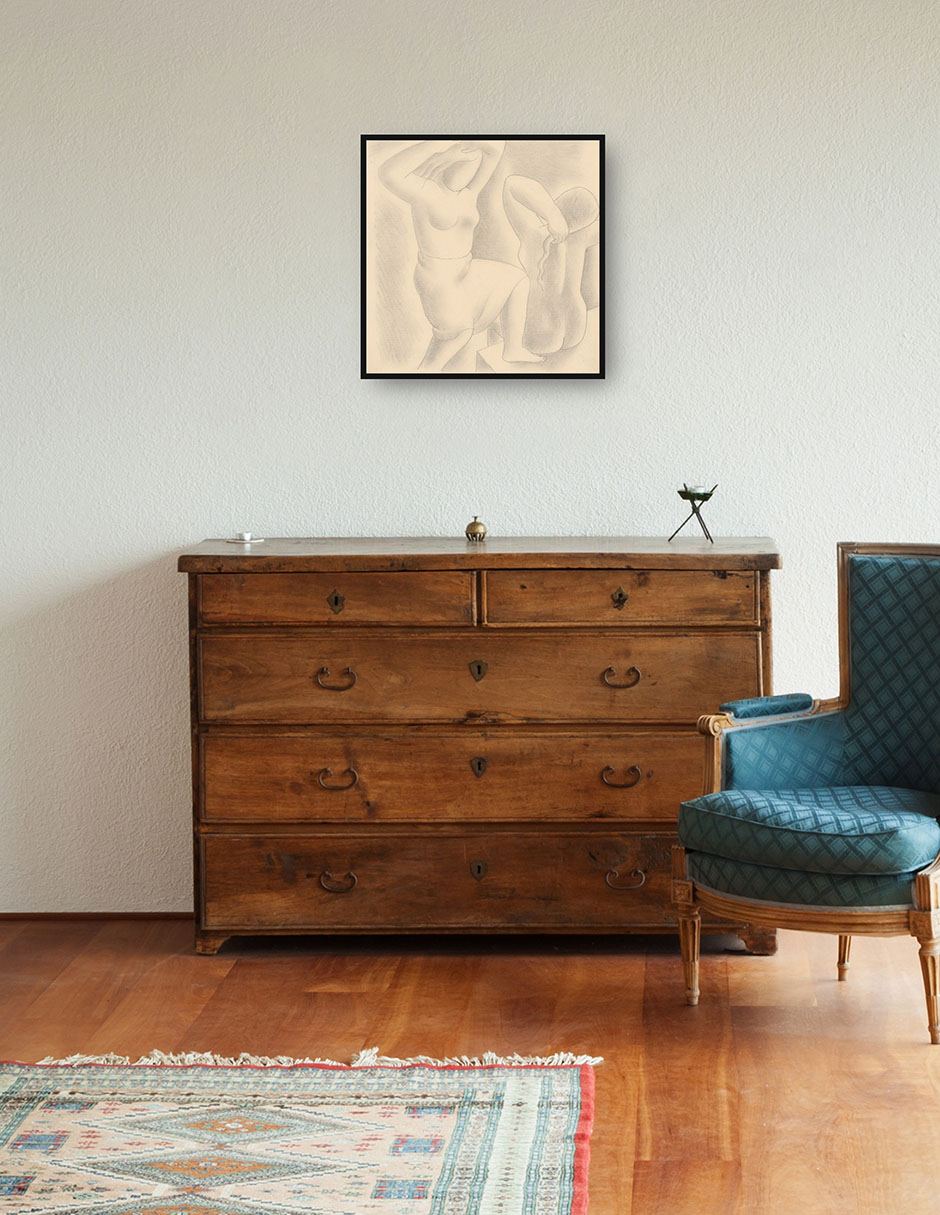 Cuadro decorativo La mañana (1929) técnica mixta Bocetos 4