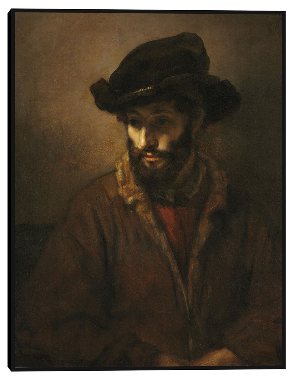 Cuadro decorativo Un hombre barbudo con sombrero (c. 1655-1660) técnica mixta Colores Cuadro decorativo Un hombre barbudo con sombrero (c. 1655-1660) técnica mixta Colores