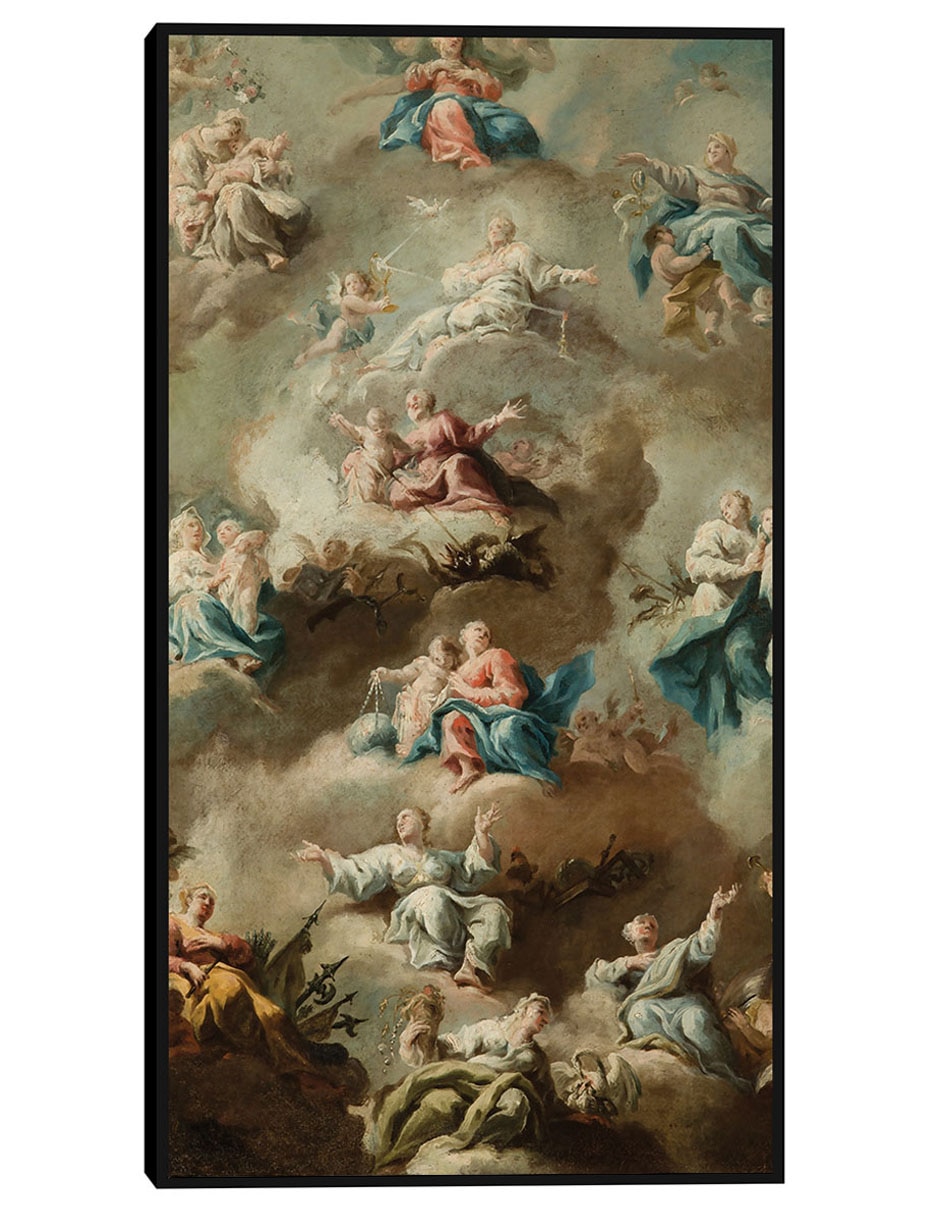 Cuadro decorativo Escena Religiosa Alegórica con la Virgen María (Siglo XVIII) técnica mixta Figuras Celestiales
