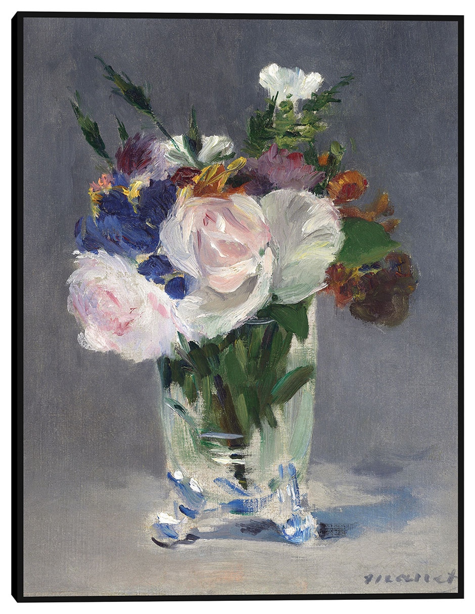 Cuadro decorativo Flores en un jarrón de cristal (c. 1882) técnica mixta Floreros
