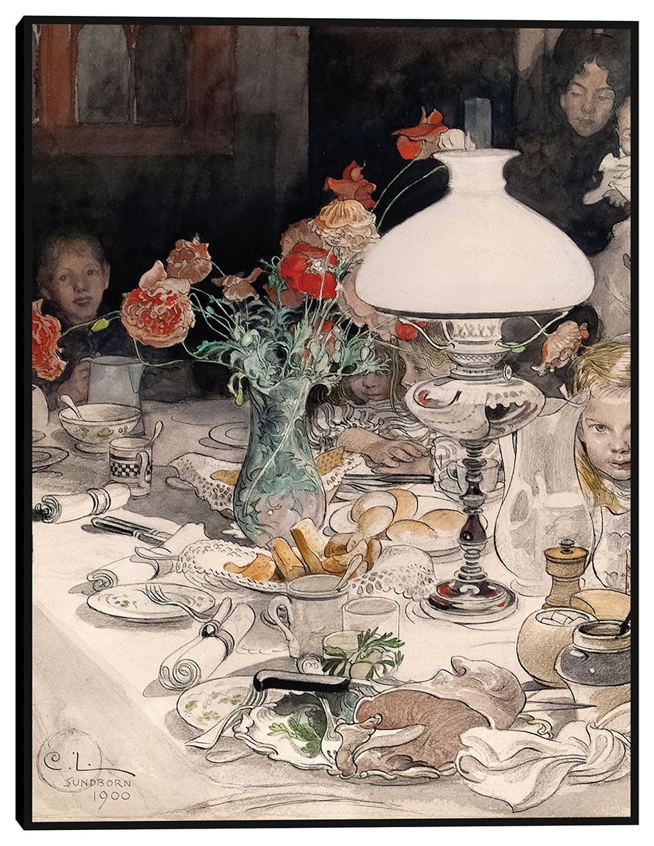 Cuadro decorativo Alrededor de la lámpara del atardecer (1900) técnica mixta Gente Cuadro decorativo Alrededor de la lámpara del atardecer (1900) técnica mixta Gente