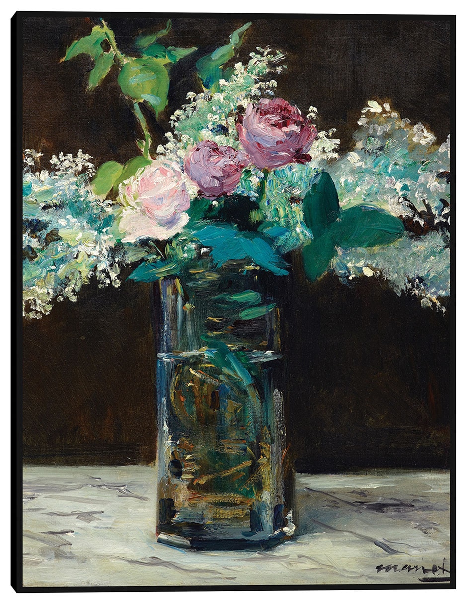Cuadro decorativo Jarrón de lilas y rosas blancas (1883) técnica mixta Floreros Cuadro decorativo Jarrón de lilas y rosas blancas (1883) técnica mixta Floreros