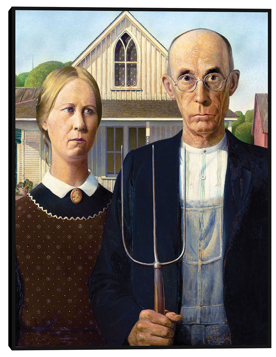 Cuadro decorativo Gótico americano (1930) técnica mixta Gente