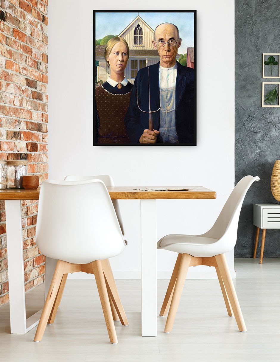 Cuadro decorativo Gótico americano (1930) técnica mixta Gente 4