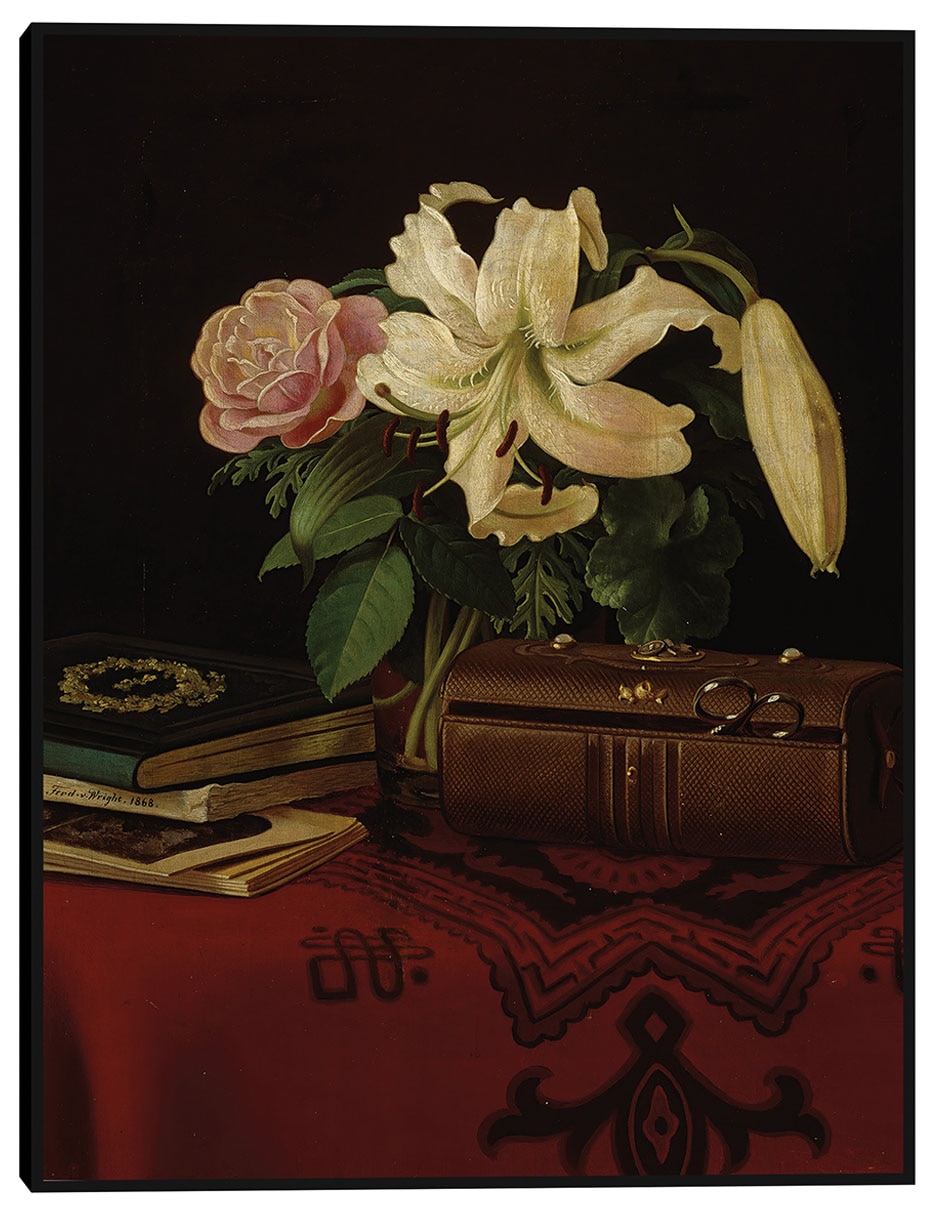 Cuadro decorativo Naturaleza muerta sobre la mesa de trabajo de una dama (1868) técnica mixta Ramos Cuadro decorativo Naturaleza muerta sobre la mesa de trabajo de una dama (1868) técnica mixta Ramos