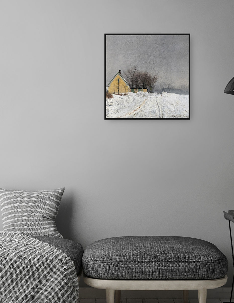 Cuadro decorativo Día de invierno brumoso A la izquierda una casa amarilla Nieve profunda (1910) técnica mixta Inspiración 4
