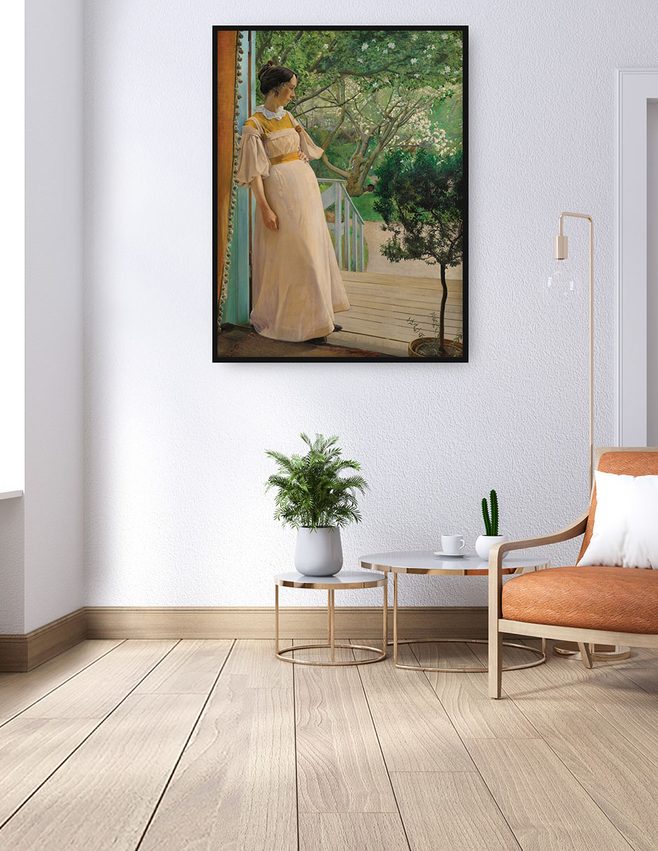 Cuadro decorativo En Las Ventanas Francesas La esposa del artista técnica mixta Retratos 4