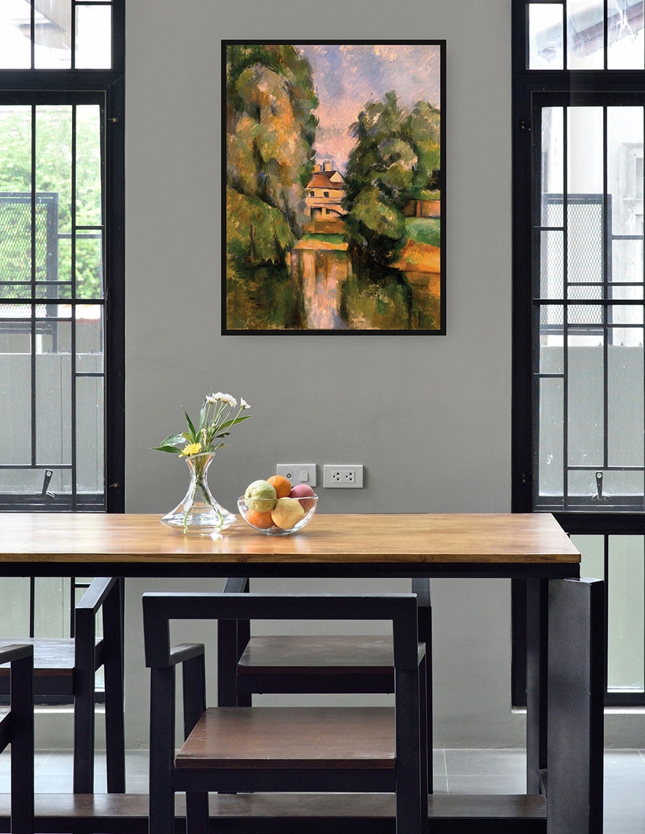 Cuadro decorativo Casa de campo junto a un río técnica mixta Campos 4