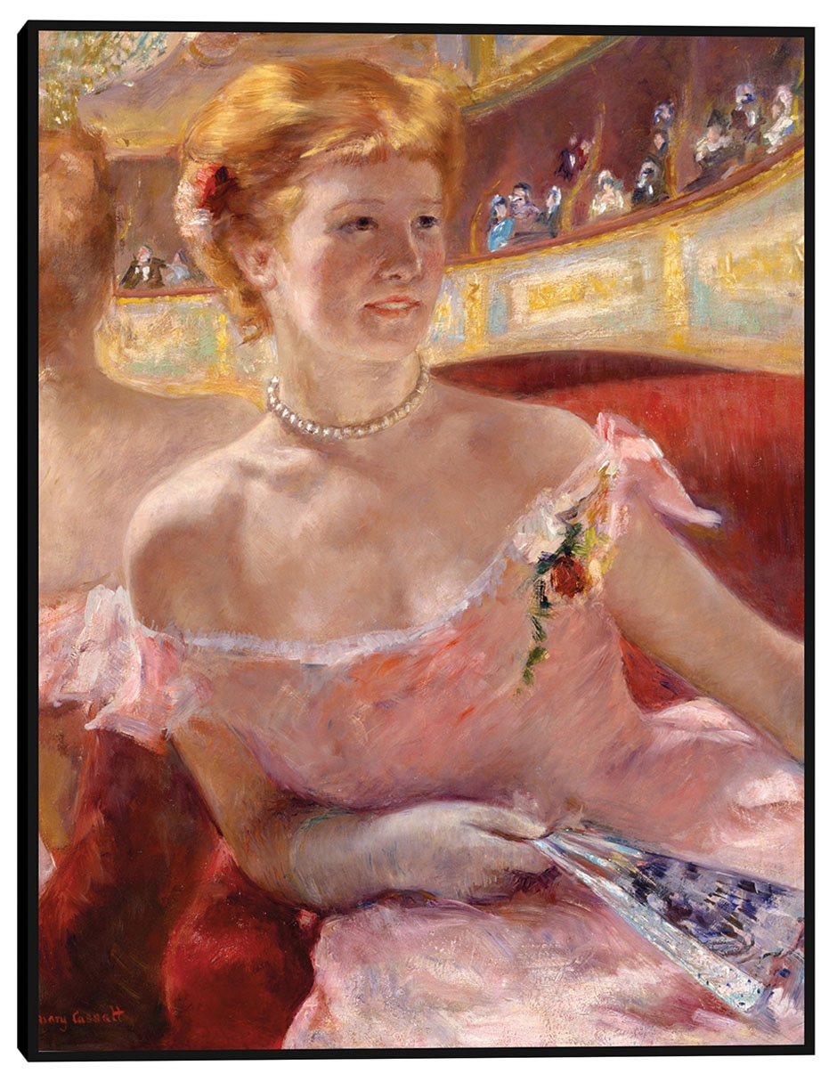 Cuadro decorativo Mujer con collar de perlas en un palco técnica mixta Retratos Cuadro decorativo Mujer con collar de perlas en un palco técnica mixta Retratos