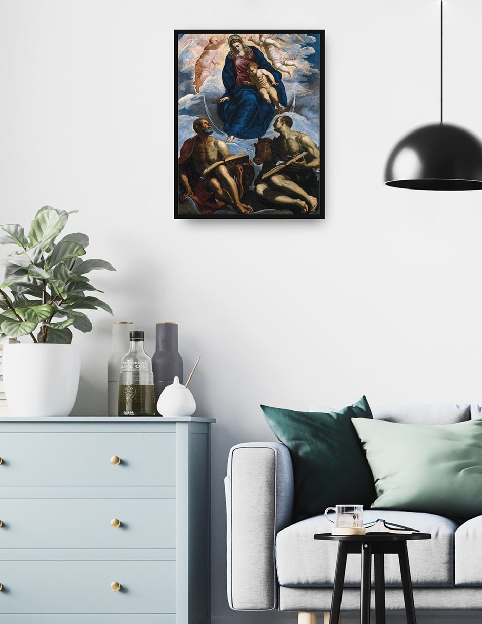 Cuadro decorativo María con el Niño, venerada por San Marcos y San Lucas (antes de 1570) técnica mixta Vírgenes 4