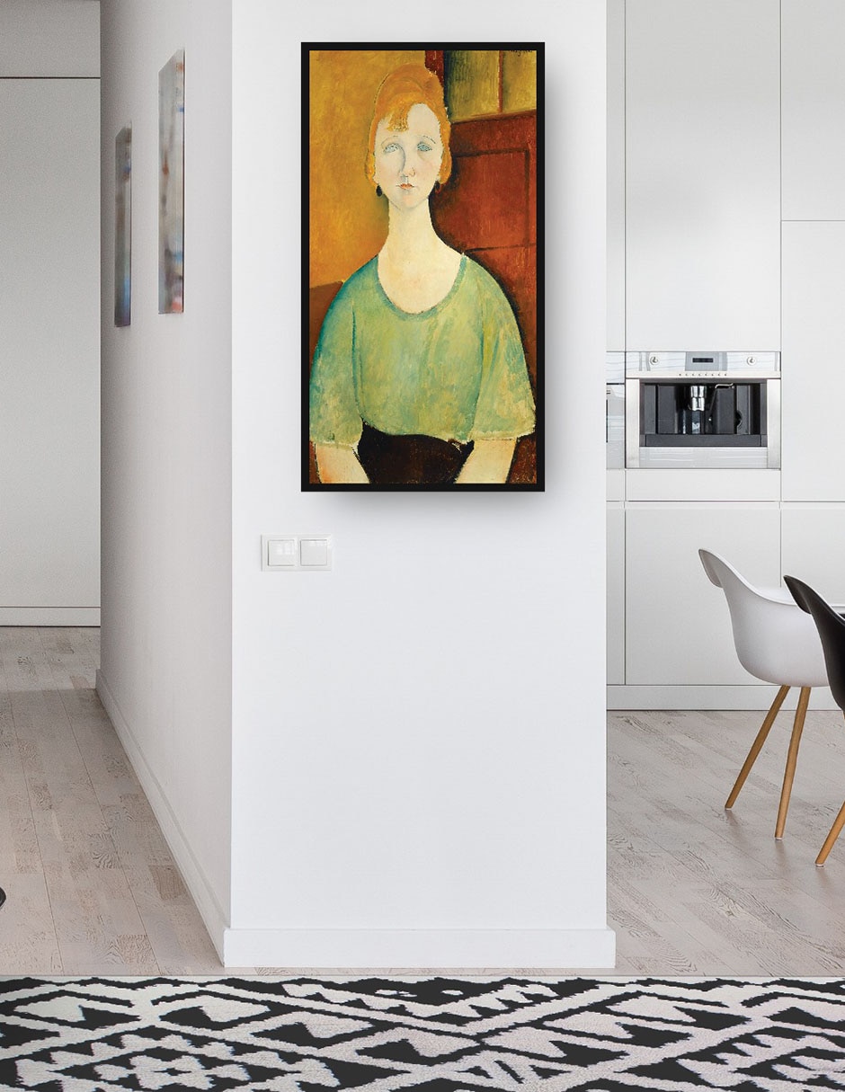 Cuadro decorativo Chica con una blusa verde técnica mixta Retratos 4