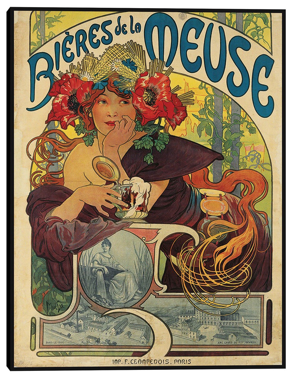 Cuadro decorativo Cervezas de la Meuse (1897) técnica mixta Publicidad