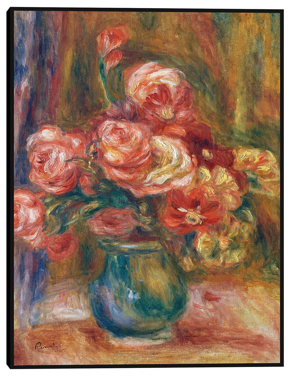 Cuadro decorativo Jarrón de rosas (c 1890-1900) técnica mixta Floreros