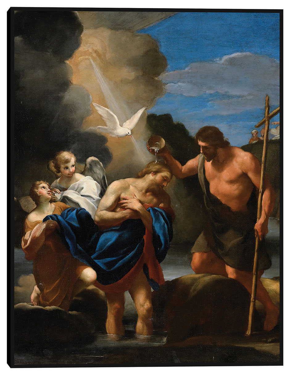 Cuadro decorativo El bautismo de Cristo (ca 1650) técnica mixta Figuras Celestiales