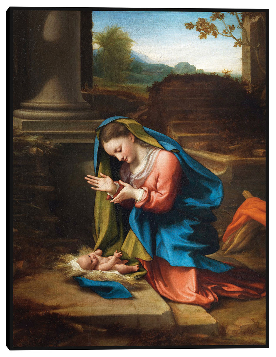 Cuadro decorativo Adoración del Niño Jesús (1518-1520) técnica mixta Figuras Celestiales