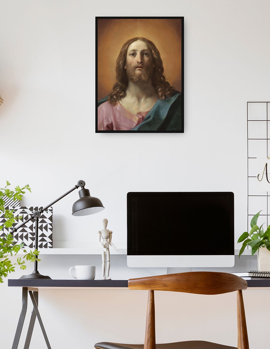 Cuadro decorativo Busto de Cristo (Salvator Mundi) técnica mixta Figuras Celestiales 4
