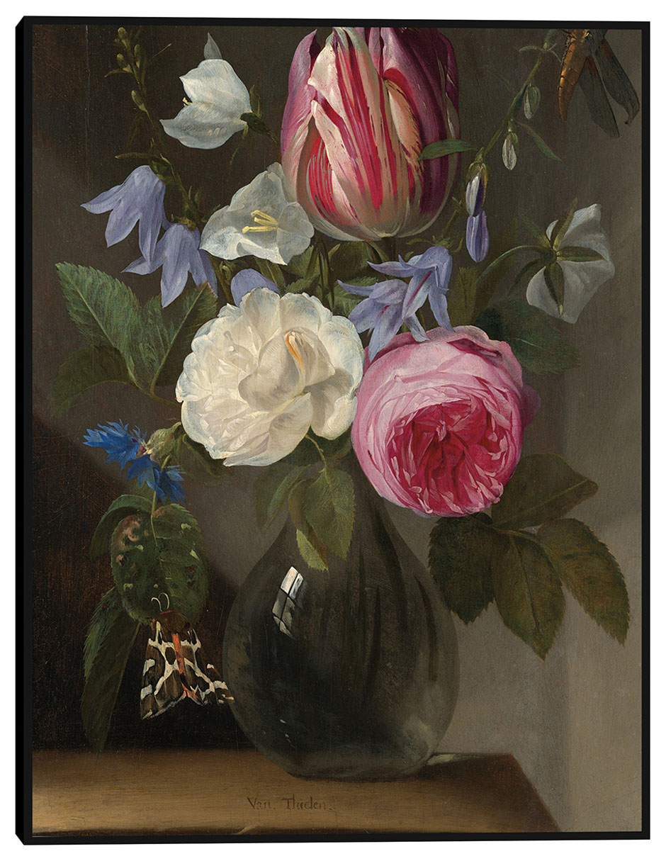 Cuadro decorativo Rosas y un tulipán en un jarrón de cristal, c. 1650/1660 técnica mixta Floreros Cuadro decorativo Rosas y un tulipán en un jarrón de cristal, c. 1650/1660 técnica mixta Floreros