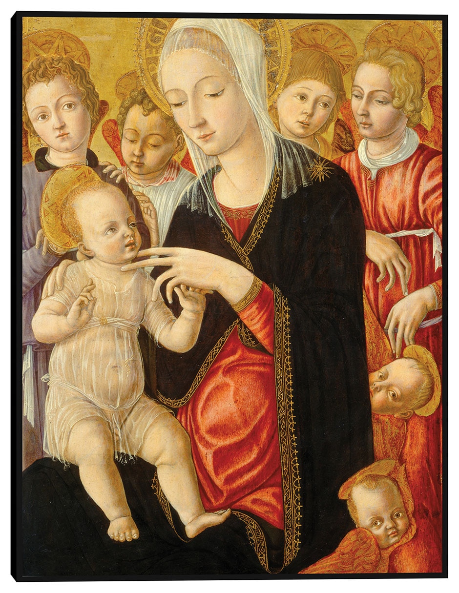 Cuadro decorativo Virgen y el Niño con ángeles y querubines, c. 1460/1465 técnica mixta Figuras Celestiales 1