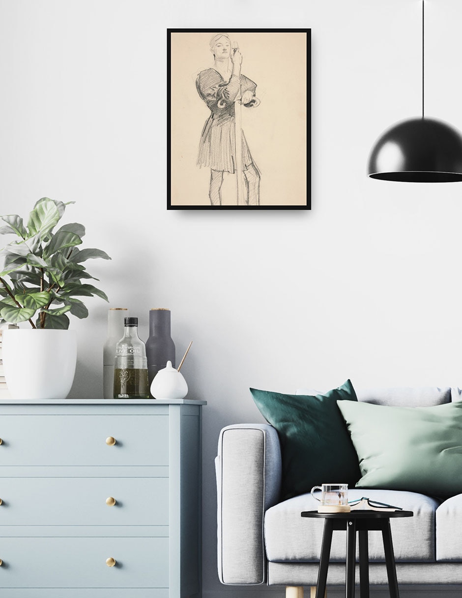 Cuadro decorativo Figura De Pie Con Lanza técnica mixta Siluetas 2
