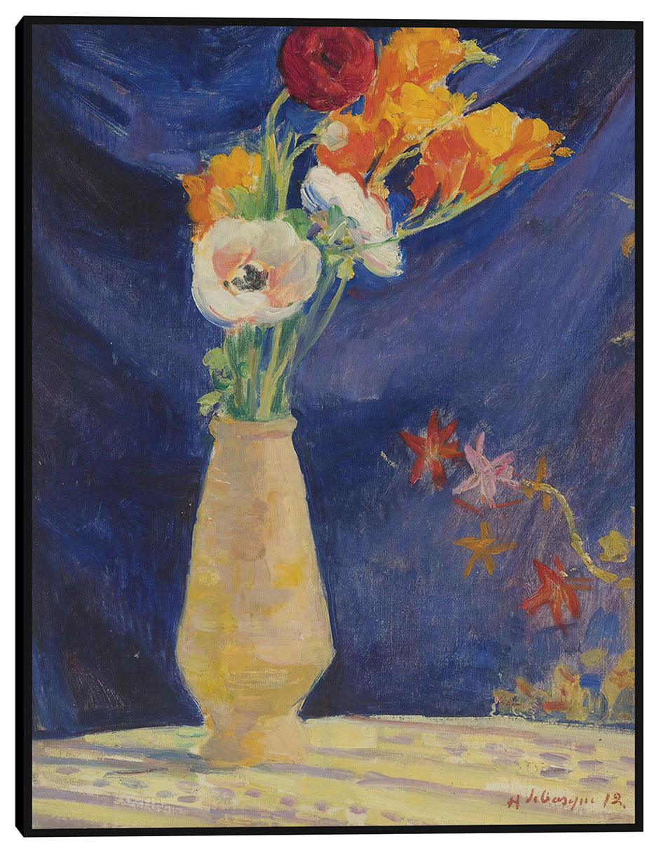 Cuadro decorativo Jarrón de anémonas sobre fondo azul (1912) técnica mixta Floreros Cuadro decorativo Jarrón de anémonas sobre fondo azul (1912) técnica mixta Floreros