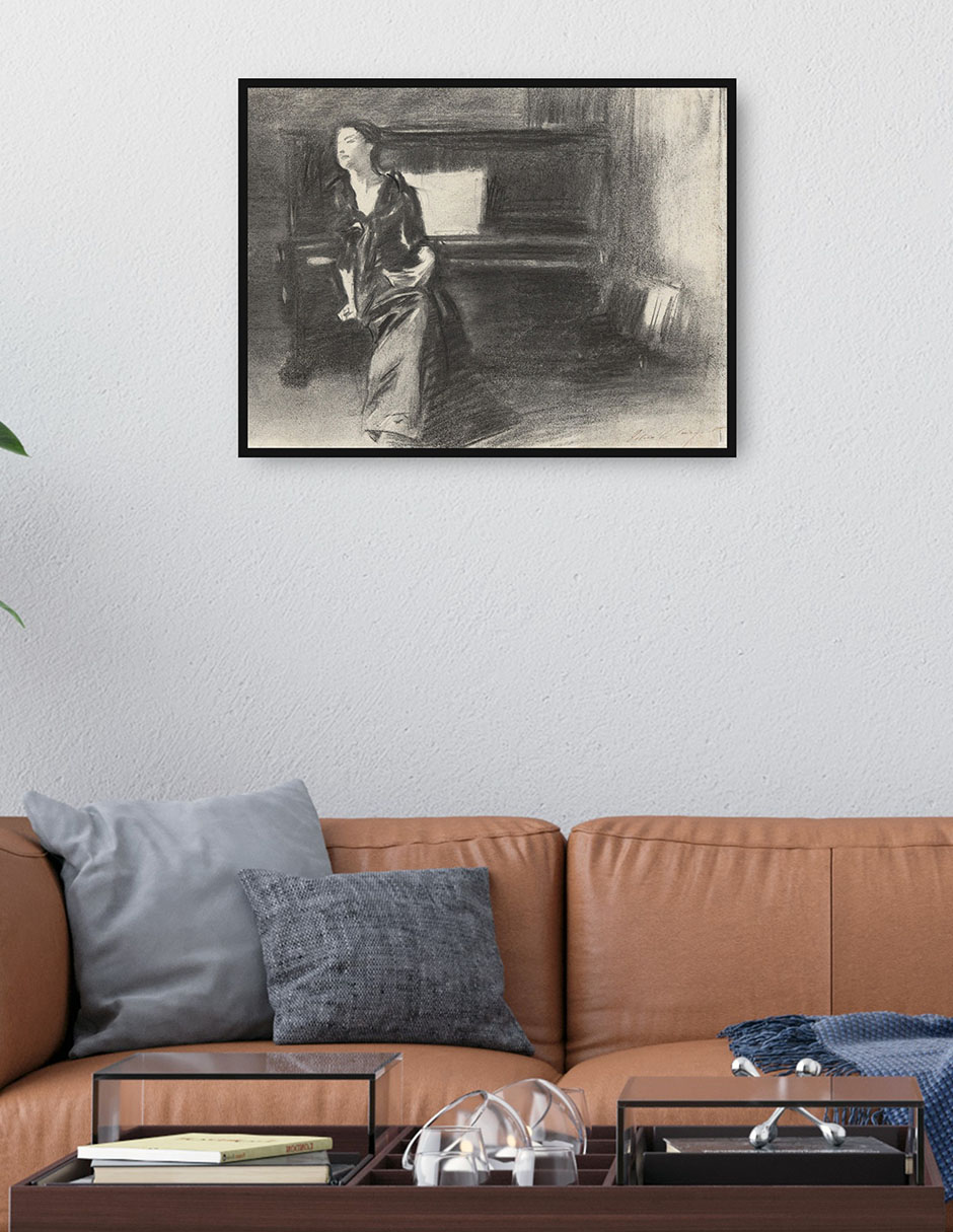 Cuadro decorativo Dama al piano técnica mixta Bocetos 4