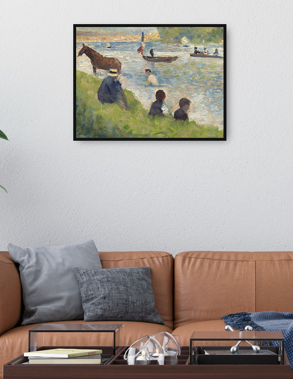 Cuadro decorativo Caballo y barcos (estudio para bañistas en Asnières) (1883-1884) técnica mixta Playas 4