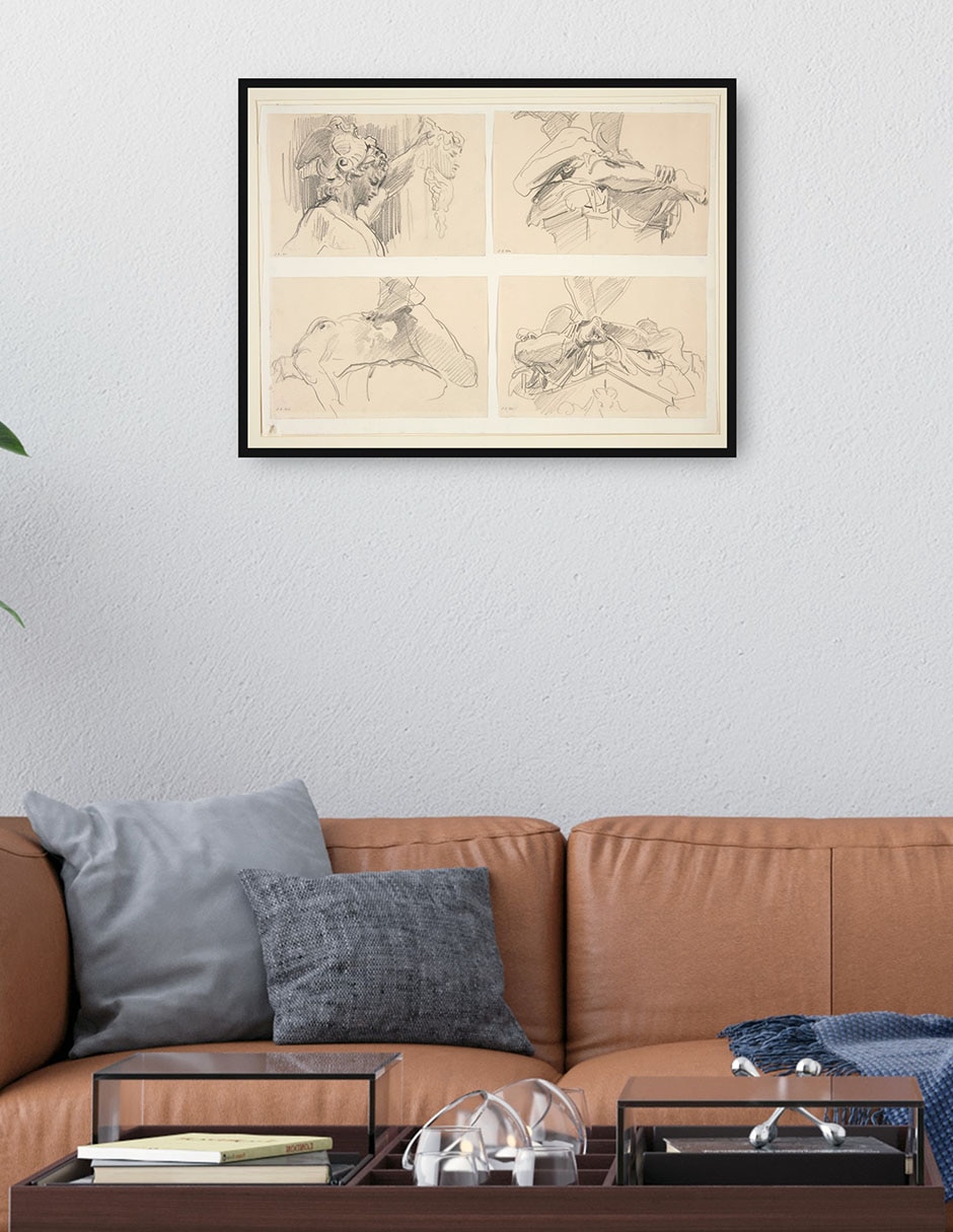 Cuadro decorativo Estudios de Perseo y Medusa de Cellini técnica mixta Bocetos 4