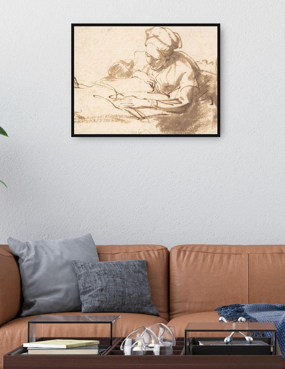 Cuadro decorativo Mujer leyendo (1606–69) técnica mixta Bocetos 4