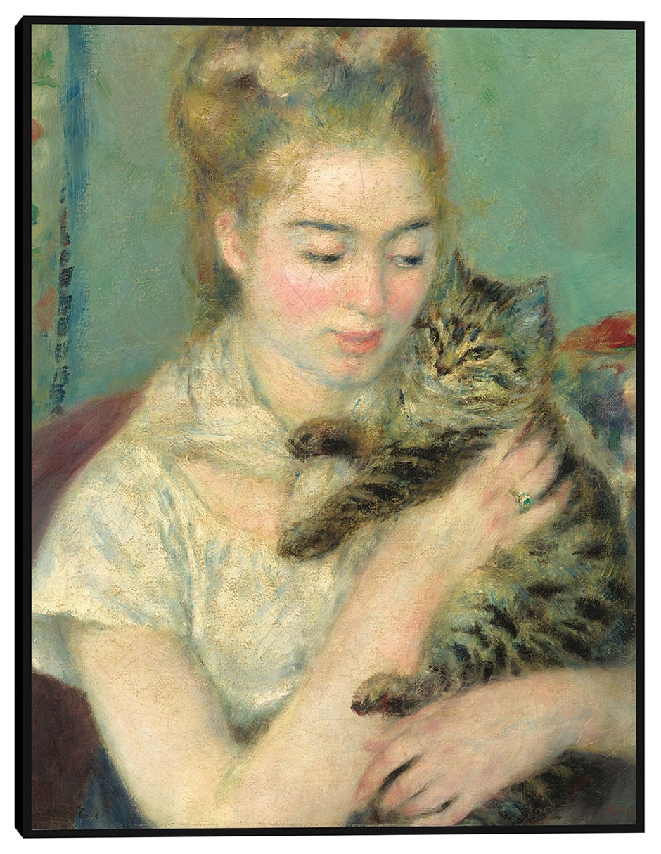 Cuadro decorativo Mujer Con Un Gato técnica mixta Retratos