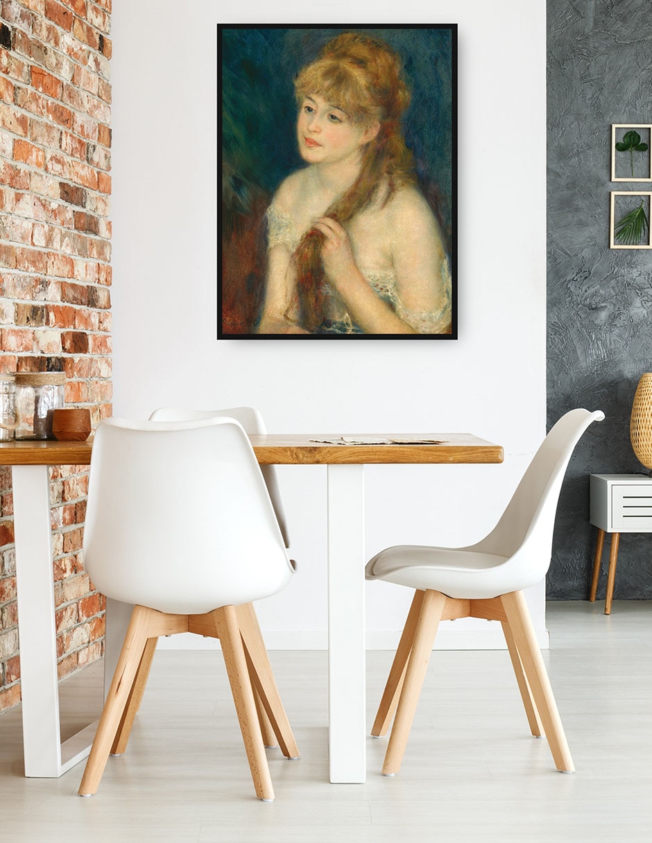 Cuadro decorativo Mujer joven trenzando su cabello técnica mixta Retratos 4