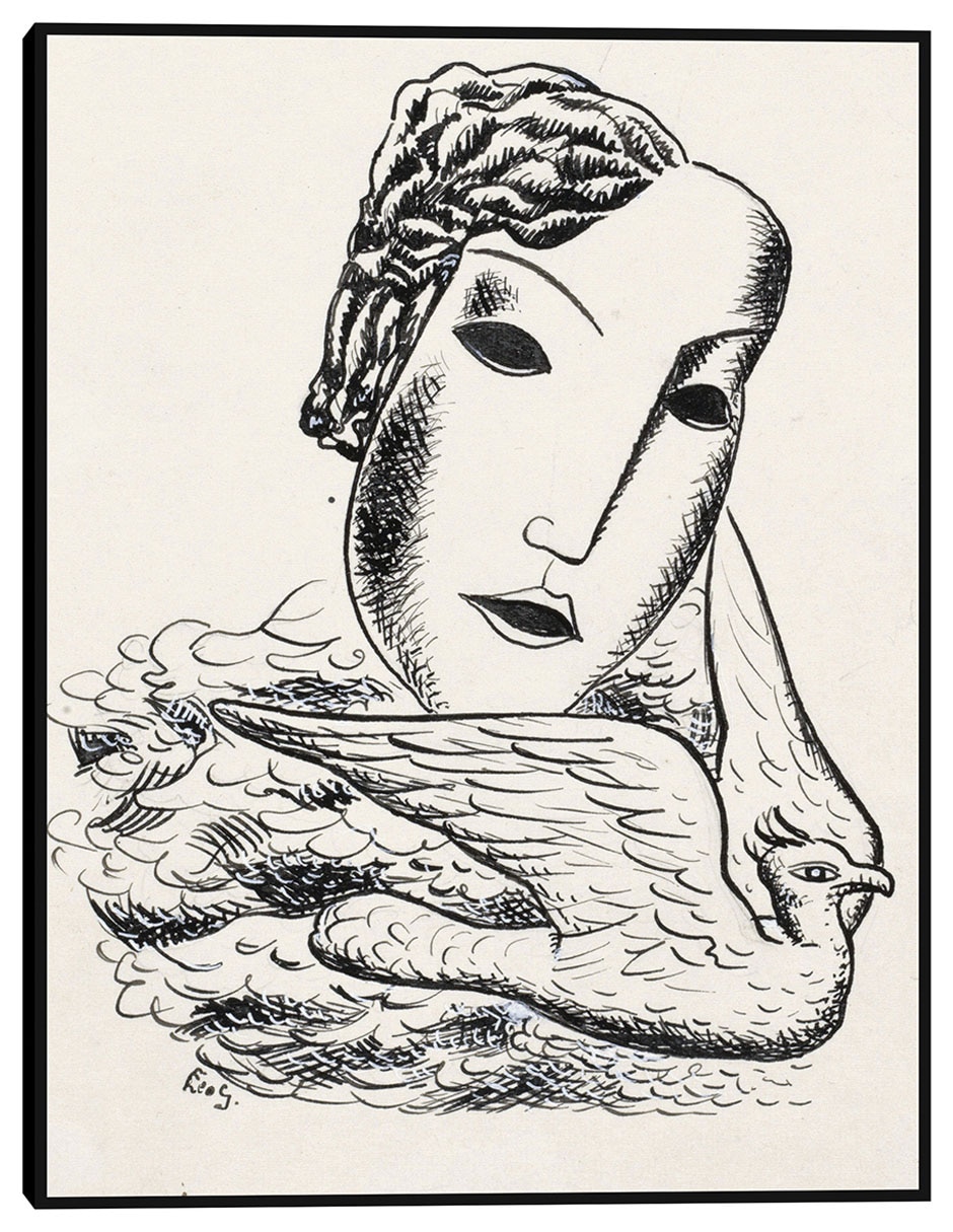 Cuadro decorativo Cabeza de mujer con pájaro (1935) técnica mixta Bocetos Cuadro decorativo Cabeza de mujer con pájaro (1935) técnica mixta Bocetos