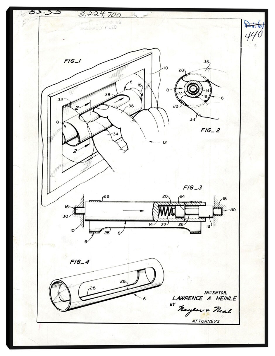 Cuadro decorativo Núcleo de papel higiénico patentado, inventor(es): Lawrence A, Heinle técnica mixta Planos Cuadro decorativo Núcleo de papel higiénico patentado, inventor(es): Lawrence A, Heinle técnica mixta Planos