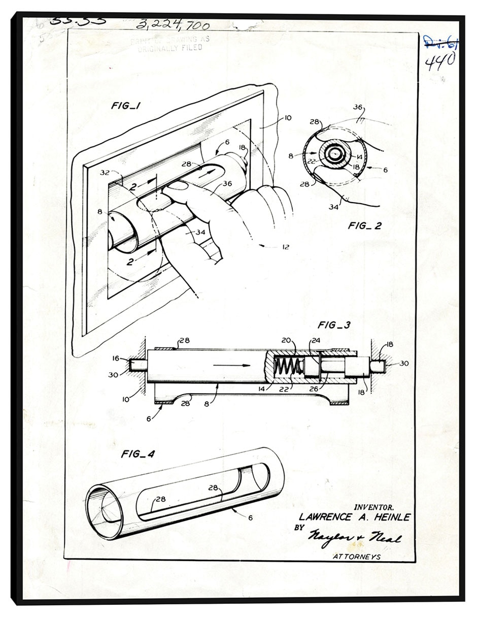 Cuadro decorativo Núcleo de papel higiénico patentado, inventor(es): Lawrence A, Heinle técnica mixta Planos