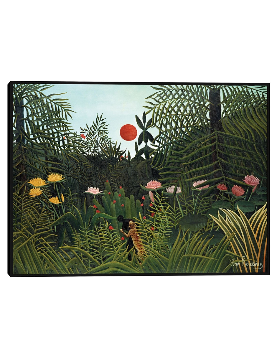 Cuadro decorativo Tigre En Una Tormenta Tropical (1891) técnica mixta Naturaleza 1