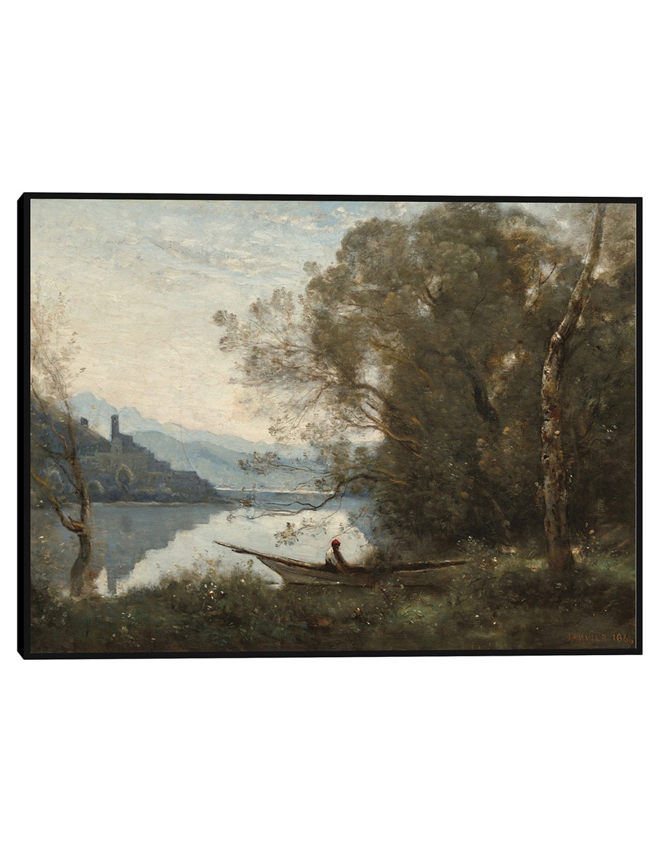 Cuadro decorativo El Barquero Amarrado: Recuerdo De Un Lago Italiano técnica mixta Gente Cuadro decorativo El Barquero Amarrado: Recuerdo De Un Lago Italiano técnica mixta Gente