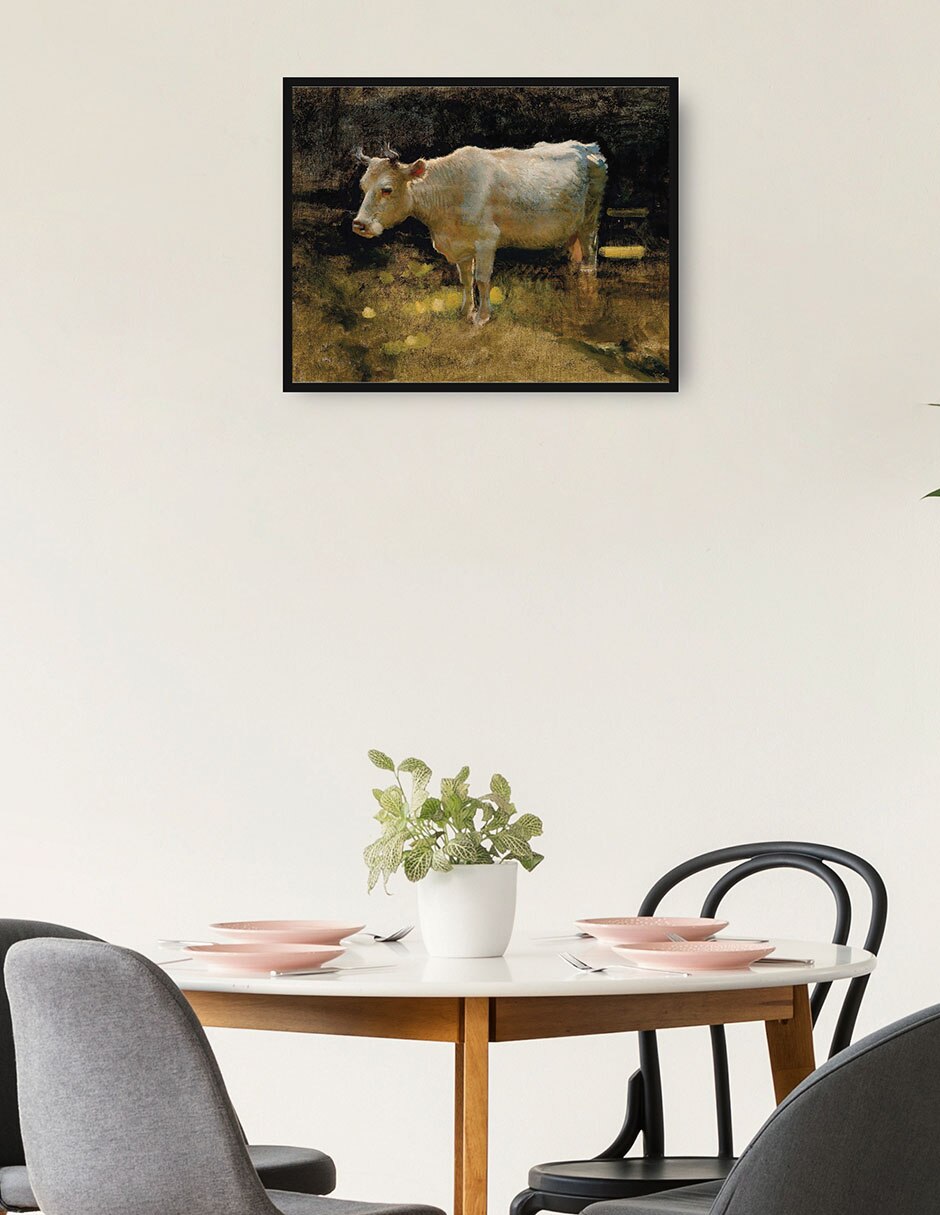Cuadro decorativo Estudio de una vaca en un prado. técnica mixta Animales Domésticos 4