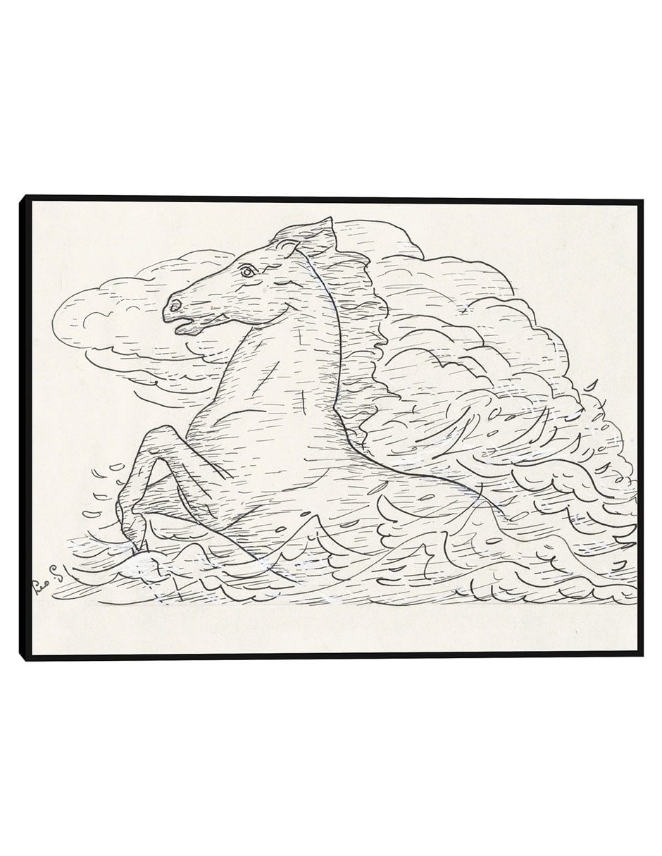 Cuadro decorativo Caballo en el mar (1891) técnica mixta Bocetos