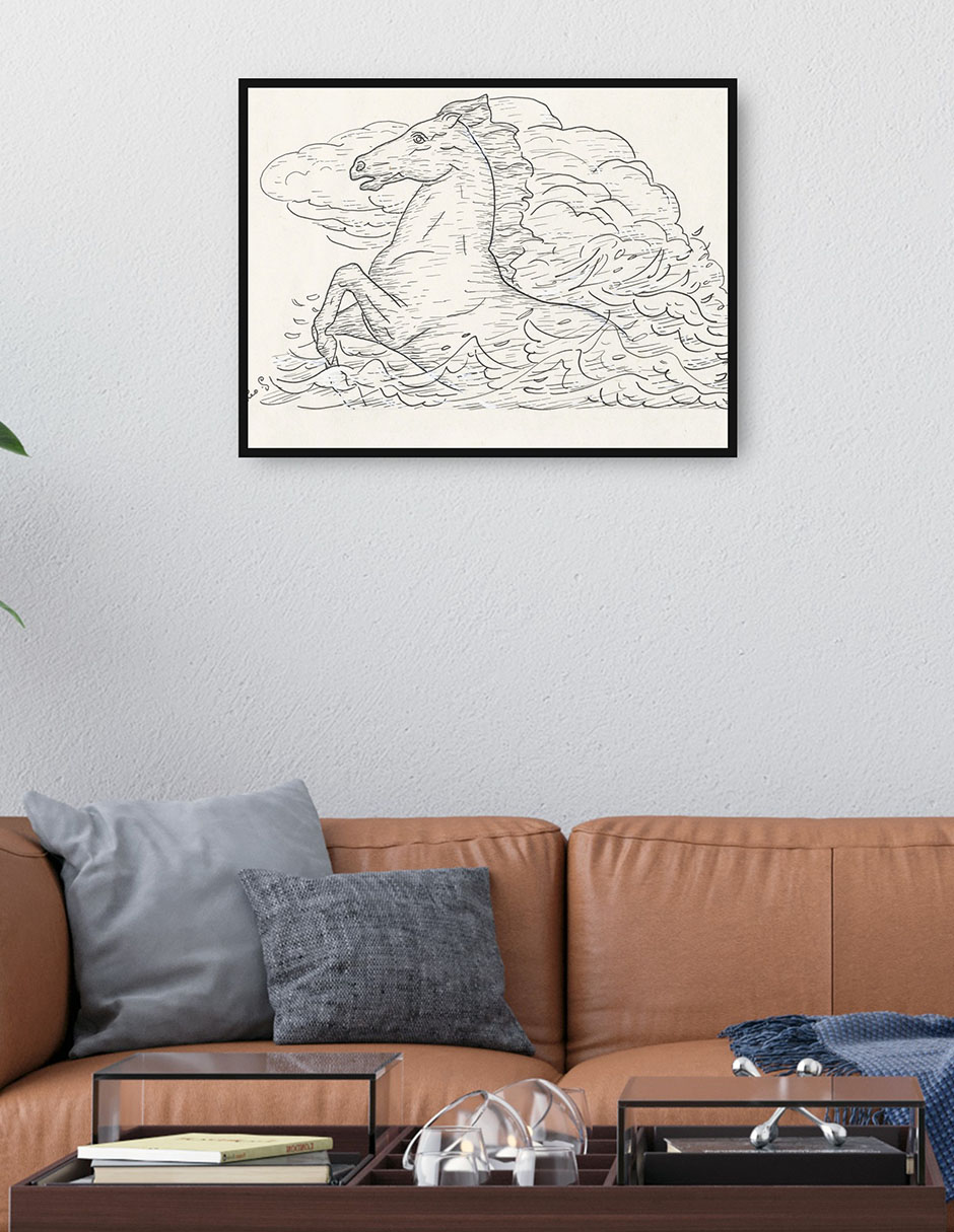 Cuadro decorativo Caballo en el mar (1891) técnica mixta Bocetos 4