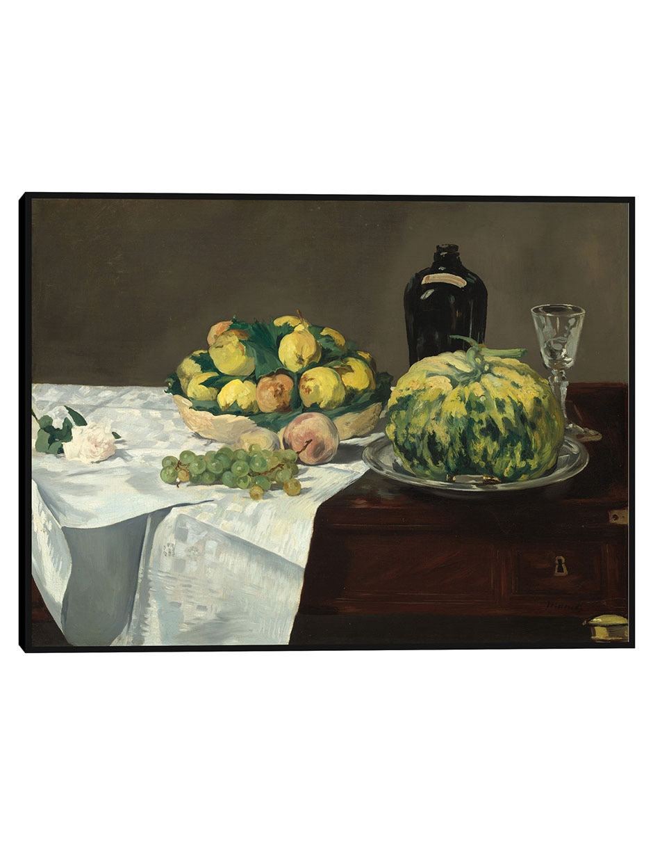 Cuadro decorativo Naturaleza muerta con melón y melocotones técnica mixta Obras Cuadro decorativo Naturaleza muerta con melón y melocotones técnica mixta Obras