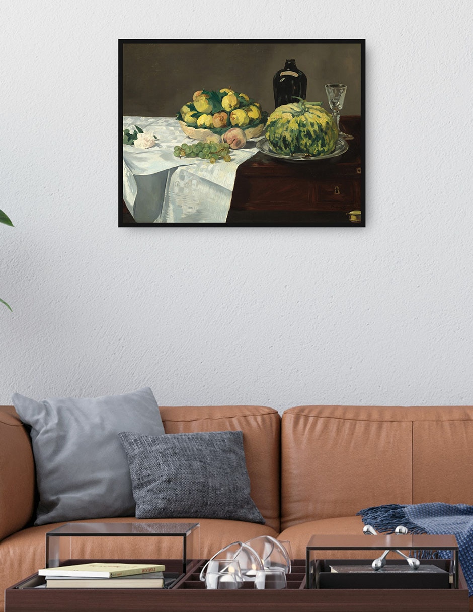 Cuadro decorativo Naturaleza muerta con melón y melocotones técnica mixta Obras 4