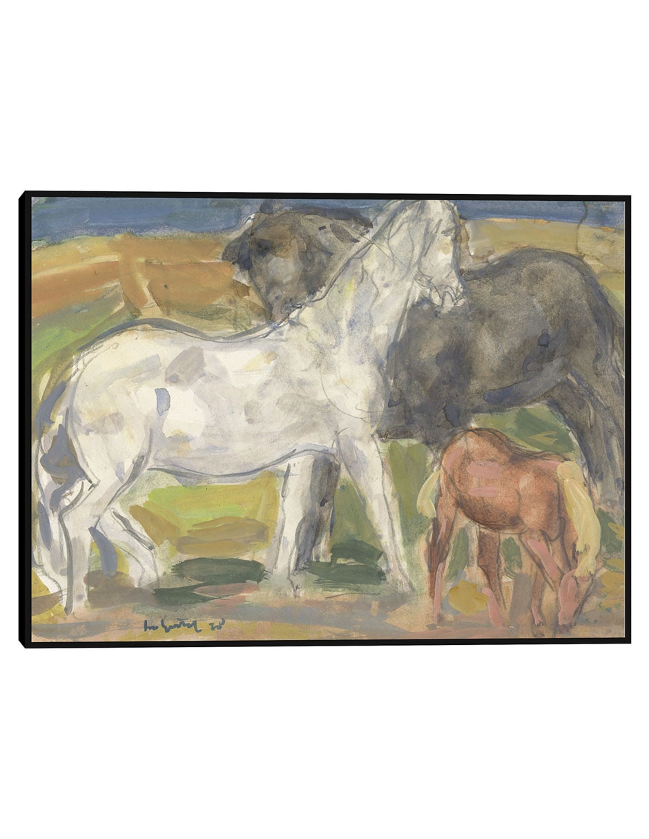 Cuadro decorativo Tres caballos en un paisaje (1918) técnica mixta Animales Domésticos Cuadro decorativo Tres caballos en un paisaje (1918) técnica mixta Animales Domésticos