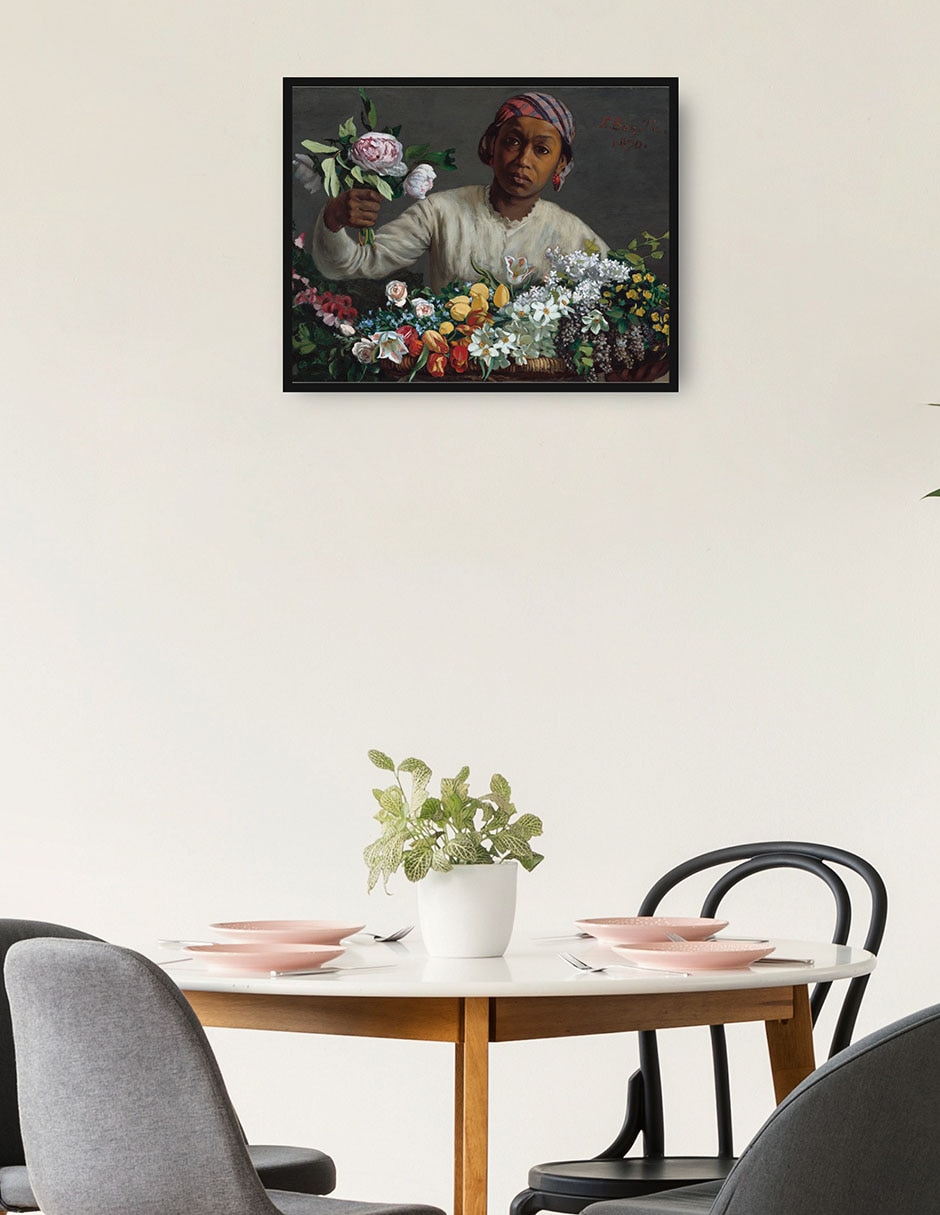 Cuadro decorativo Mujer joven con peonías técnica mixta Arreglo Floral 4