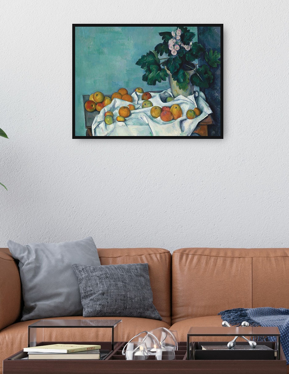 Cuadro decorativo Naturaleza muerta con manzanas y un tiesto de prímulas técnica mixta Obras 4