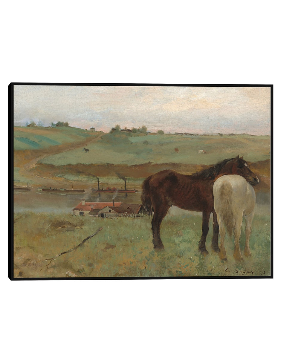 Cuadro decorativo Caballos en una pradera técnica mixta Animales Domésticos Cuadro decorativo Caballos en una pradera técnica mixta Animales Domésticos