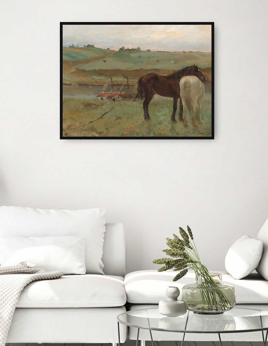 Cuadro decorativo Caballos en una pradera técnica mixta Animales Domésticos 4